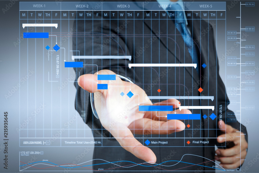Poster business man with an open hand as showing something