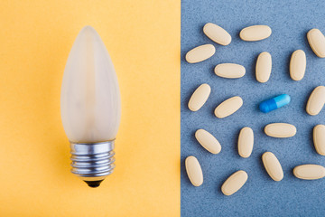 The concept. Energy from special pills. The influence of pharmacology on life and progress.