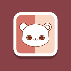 Naklejka premium decorative square frame with cute bear icon over brown background, colorful design. vector illustration