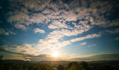 Fototapeta na wymiar Panoramic views of the sunset sky