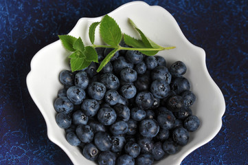 Fresh ripe blueberries with mint