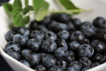 Fresh ripe blueberries with mint