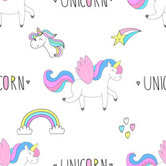 Obraz premium cute unicorn vector pattern