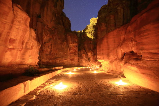 Petra at night, Jordan