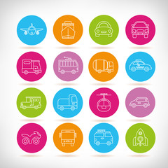 transportation icons, vehicle icons, outline design