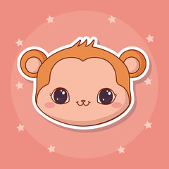 cute monkey icon over pink background, colorful design. vector illustration