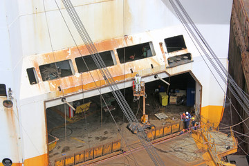 Ship maintenance in Falmouth Dock