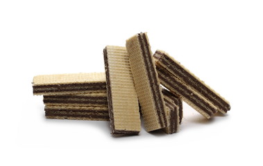 Wafers with chocolate isolated on white background