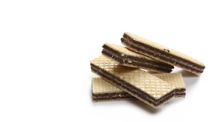 Wafers with chocolate isolated on white background