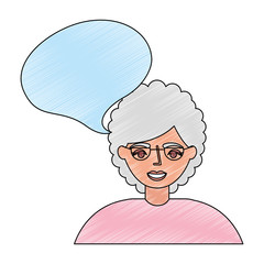 portrait elderly woman grandma talk bubble