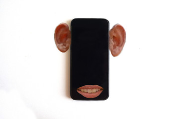 Phone with ear and mouth