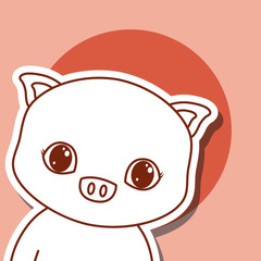 cute animals design with piggy icon over pink background, colorful design. vector illustration