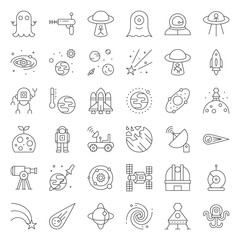 space exploration icon set, outline design