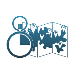 Map and timer symbol vector illustration graphic design