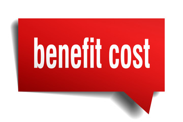 benefit cost red 3d speech bubble