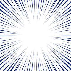 Naklejka premium Blue radial lines for comic book background. Manga speed frame.