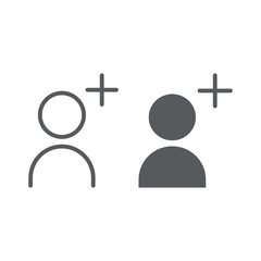 Obraz premium Add contact line and glyph icon, friend and person, button sign, vector graphics, a linear pattern on a white background, eps 10.