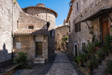 Fototapeta na wymiar Medieval architecture of Sermoneta, Italy.