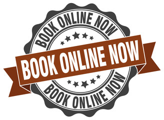 book online now stamp. sign. seal