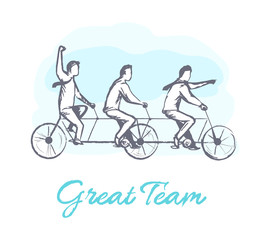 Great Team Poster and People Vector Illustration