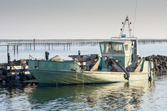 Fish boat in Bouzigues harbor, France