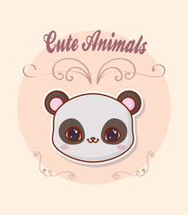 cute animals design with icon over background, colorful design. vector illustration
