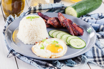 Pork tocino with rice and fried egg