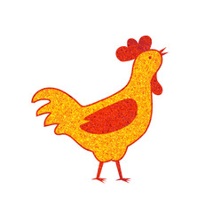 golden rooster silhouette isolated on white background