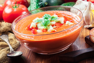 Spicy homemade gazpacho soup