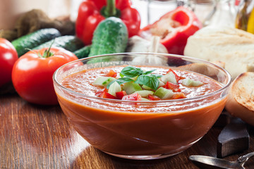 Spicy homemade gazpacho soup
