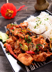 Oriental dish - rice with chicken