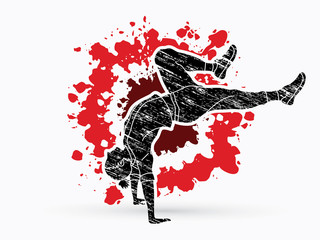 Obraz premium Street dance, B boys dance, Hip Hop Dancing action graphic vector