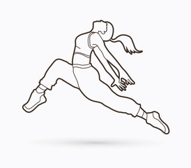 Street dance, B boys dance, Hip Hop Dancing action graphic vector