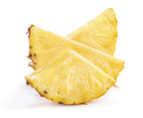 slices of ripe pineapple fruit isolated on white background 