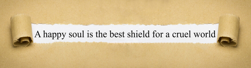 A happy soul is the best shield for a cruel world