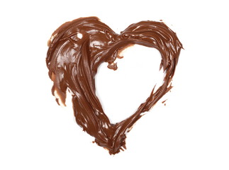 Cream chocolate spreading isolated on white background, top view