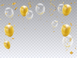 gold balloons isolated. Celebration party banner.