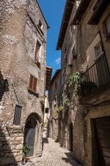 Houses of a medieval town made of stone.