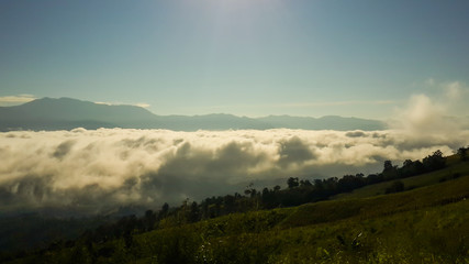 Panoramic View Of Agricultural Field Against Sky in Chiang Mai Thailand.