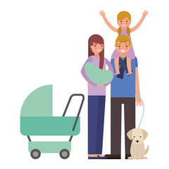 cute family with dog mascot
