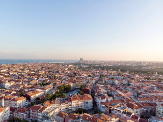 Fototapeta premium Aerial Drone View of Unplanned Urbanization Istanbul Capa Sehremini Aksaray / Turkey.