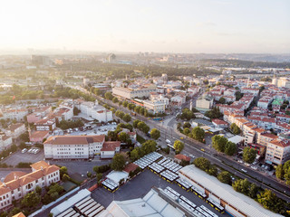Fototapeta premium Aerial Drone View of Istanbul Millet Caddesi / Sehremini Aksaray Bus Station