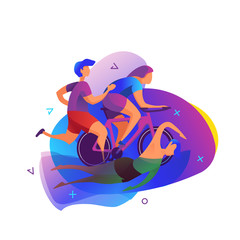 Triathlon vector illustration. Sport and activity background.