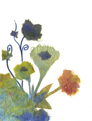 paper flowers, different color, background, corners, design, composite image, image construction