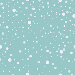 Seamless pattern. Falling snow, snowflakes background Blue Vector.