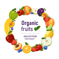 Fruits background with circle in the centre