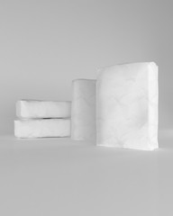 3d rendering of a white sacks of cement on background