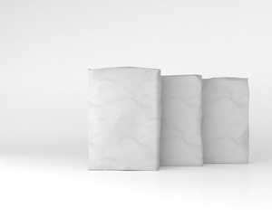 3d rendering of a white sacks of cement on background