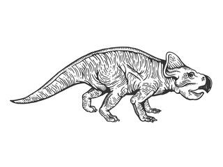 Protoceratops dinosaur engraving vector