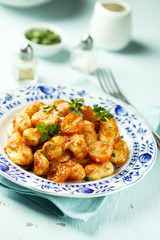 Homemade gnocchi with tomato sauce